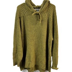 Aerie women’s Large Chunky Knit Pullover Sweater Hi-Low Green Boxy Oversized
